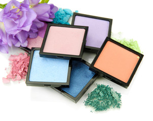Beautiful bright eye shadows isolated on white