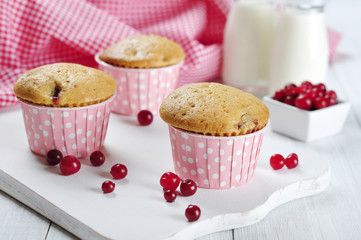 Muffins with fresh cranberries