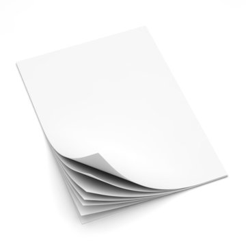 Paper sheets curled isolated