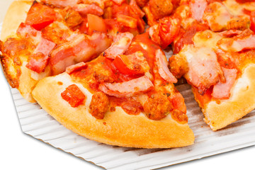 fresh italian pizza isolated over white background