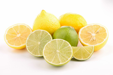 group of green and yellow lemon