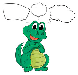 A green dinosaur with empty callouts