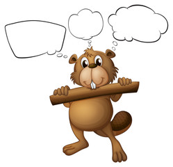 A beaver holding a piece of wood with empty callouts © GraphicsRF