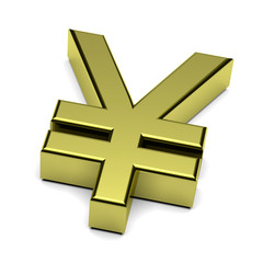 Obraz premium 3D Yen or Yuan currency sign isolated on white