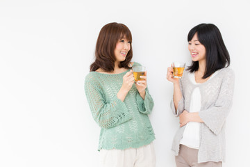 attractive asian women relaxing in the room