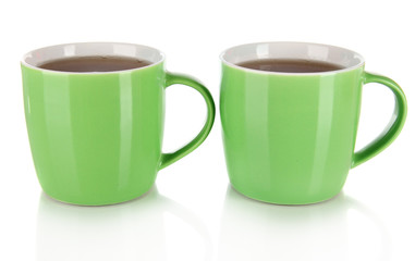 Cups of tea isolated on white