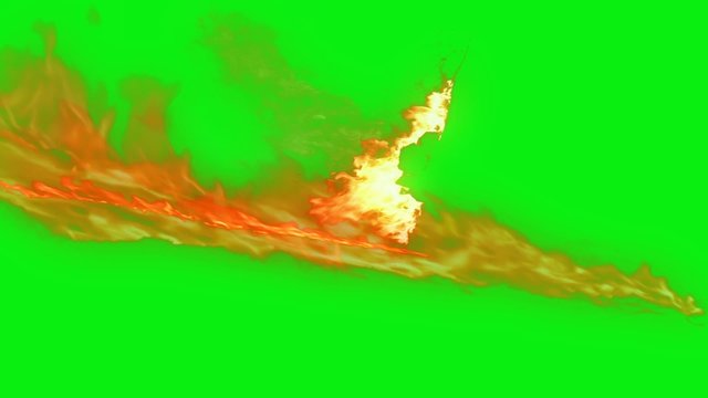 fire path with Fire word with green screen