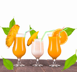 Summer cocktails on white background 