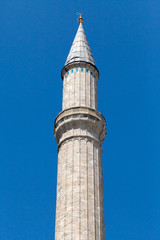 Istanbul - one of minarets Hagia Sophia. Turkey