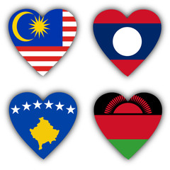 Flags in the shape of a heart, coutries