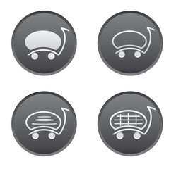 Icon set with a cart for a supermarket or shopping.