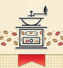 coffee grinder with coffee, food background vector