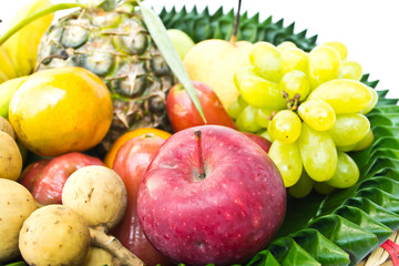 Fruit tray on a white background