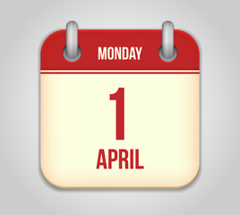 Vector calendar apps icon. 1 april fool's day