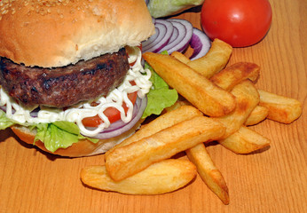 Beef Burger And Chips