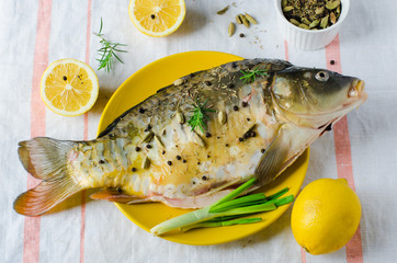 Fresh carp with lemon