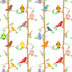 Color Birds  seamless pattern