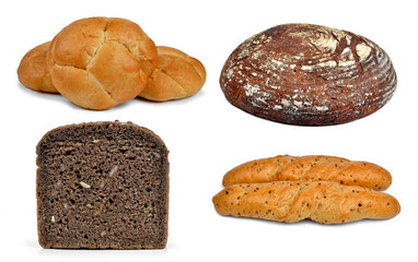 Wheat bread, whole-grain bread roll and buns