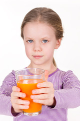 Young girl drinking orange juice - healthy life