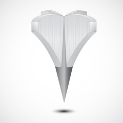 Metal Grey Map Pointer Icon. Vector