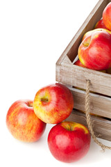 Fototapeta na wymiar Organic apples in wooden box