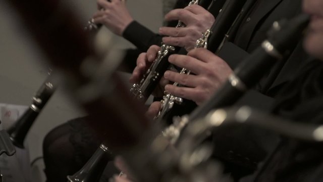 clarinet players performing close up hands