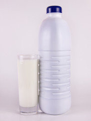 BOTTLE AND GLASS OF MILK