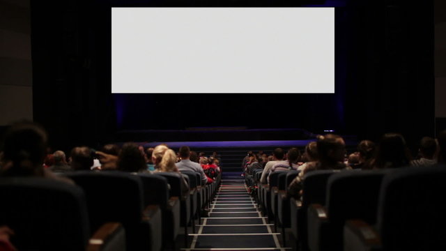 Viewers in the cinema house. Variant with screen motion.