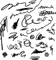 Unreadable and unrecognizable scribbles set