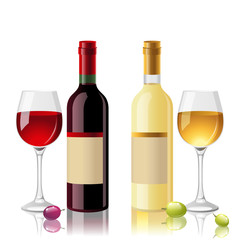 red and white wine