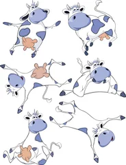 Wandaufkleber Happy blue cows.Clip-Art. Cartoon © liusa