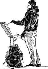 artist in sketching