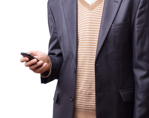 Businessman holding mobile phone