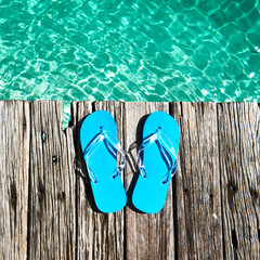 Naklejka premium Slippers at jetty