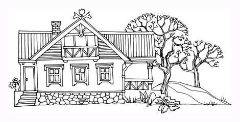 Cartoon hand drawing houses