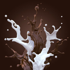 Plusk fontanny kakaowej z mlekiem i czekoladą