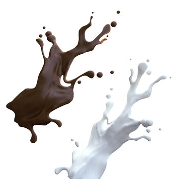milk and chocolate splash isolated on white background