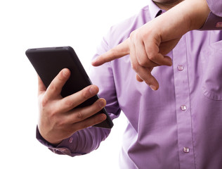 A man holding a tablet pc