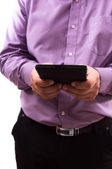 A man holding a tablet pc