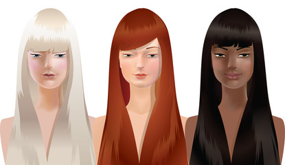 blond, red and brown hair girls
