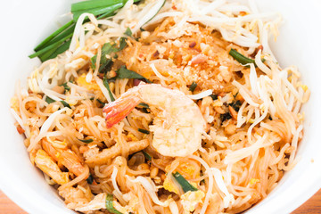 Thai food pad thai , Stir fry noodles with shrimp