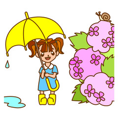 アジサイと女の子