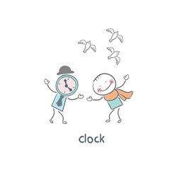 Man and clock