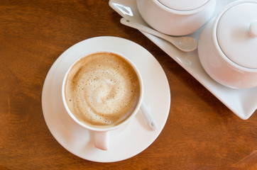 Coffee On Wood Top View