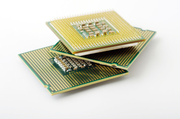 Microprocessors isolated on white background