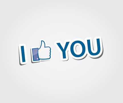 I like you text with thumb up. Vector eps10.