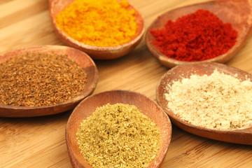 Spices on Wooden Spoon