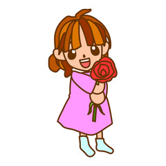 花をプレゼントする女の子