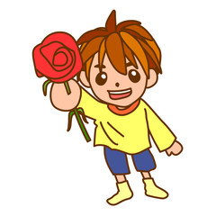 花をプレゼントする男の子