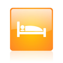 hotel orange square glossy web icon
